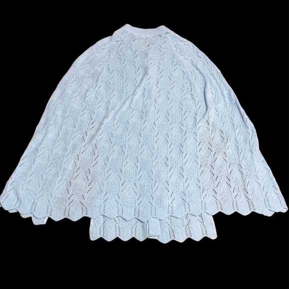 Vtg Womens Cardigan Sweater Medium Cape Shawl Open Weave Design Button USA Lot - Picture 3 of 16